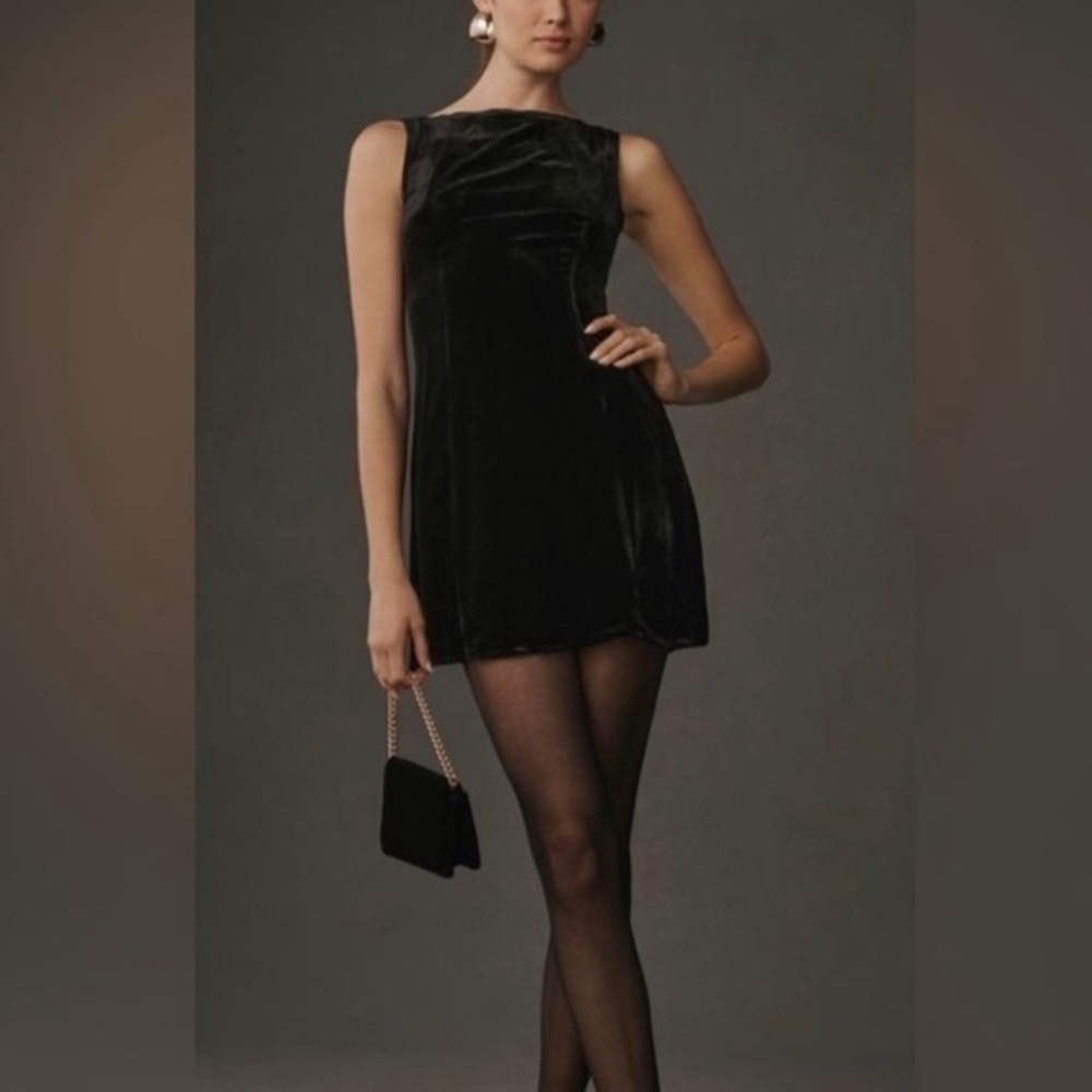 Anthropologie Black Velvet Dress